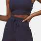 Full Size Round Neck Top and Drawstring Shorts Set