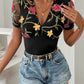 Perfee Embroidered V-Neck Floral Bodysuit