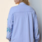 Double Take Full Size Sequin Bow Button Up Shacket