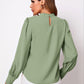 Ruched Mock Neck Long Sleeve Blouse