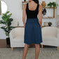 Elastic Waist Skirt with Pockets