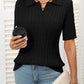 Mandy Cable Knit Johnny Collar Half Sleeve Sweater
