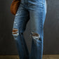 Summer Anastacia Distressed Raw Hem Jeans with Pockets