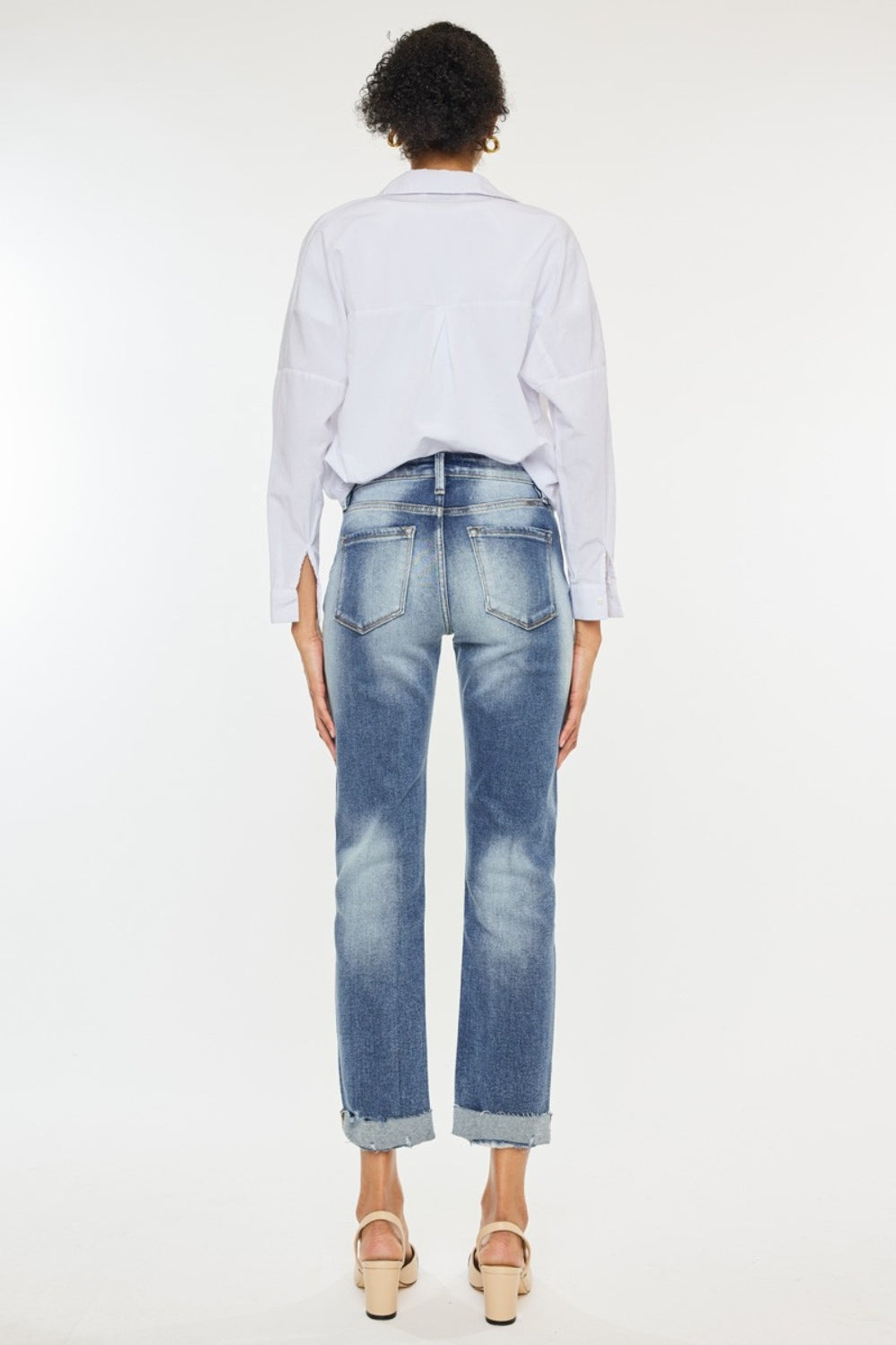 Kancan High Rise Cuffed Straight Jeans *