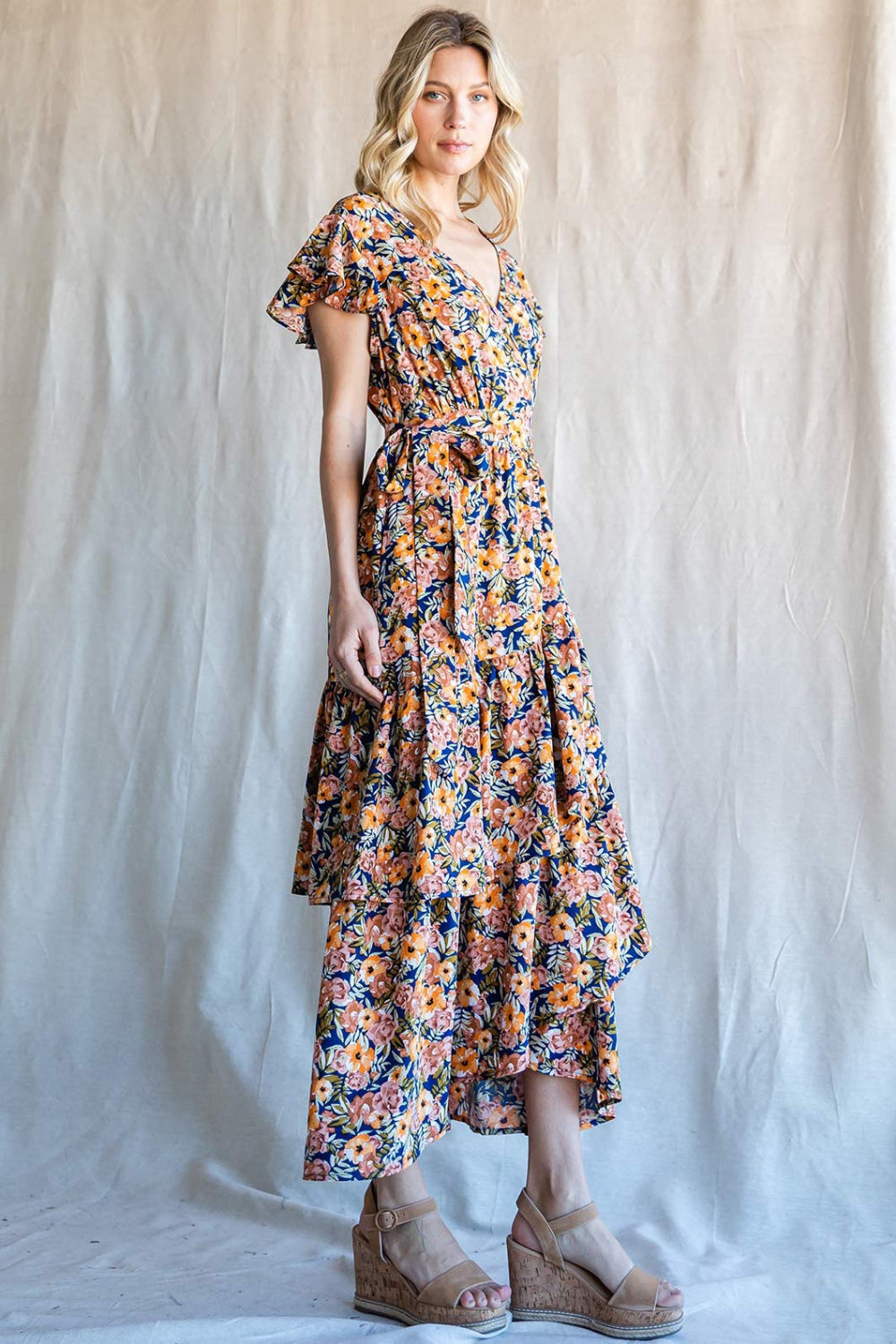 Cotton Bleu by Nu Label Floral Ruffled Midi Dress *