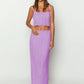 Square Neck Sleeveless Top and Ruched Skirt Set