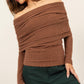 HYFVE Fuzzy Off Shoulder Textured Knit Top