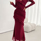 Devine Ruffled Surplice Long Sleeve Maxi Dress