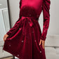 Glitter Round Neck Puff Sleeve Dress