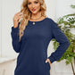 Ruched Shoulder Round Neck Long Sleeve Sweatshirt