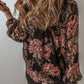 Printed Surplice Long Sleeve Blouse