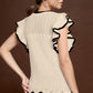 Ruffled Round Neck Cap Sleeve Knit Top