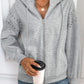 Perfee Rhinestone Zip Up Long Sleeve Hoodie