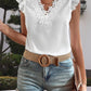 Lace Detail V-Neck Cap Sleeve Blouse