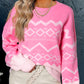 Geometric Drop Shoulder Long Sleeve Sweater