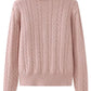 Cable-Knit Half Zip Long Sleeve Sweater