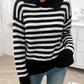 Striped Collared Neck Long Sleeve Sweater