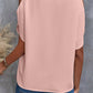Full Size Notched Cold Shoulder Half Sleeve Blouse