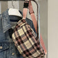 Plaid Adjustable Strap Crossbody Bag