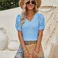 Twisted Heart V-Neck Short Sleeve Blouse