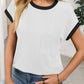 Contrast Trim Round Neck Short Sleeve T-Shirt