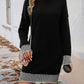 Devine Striped Mock Neck Long Sleeve Sweater Dress