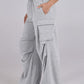 Elastic Waist Wide Leg Pants with Pockets
