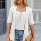 Full Size Eyelet Half Sleeve T-Shirt