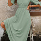 Smocked Quarter Button Short Sleeve Dress