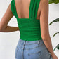 Full Size Textured Square Neck Wide Strap Tank
