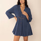 Cutout Johnny Collar Long Sleeve Mini Dress