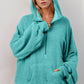 Double Take Half Zip Long Sleeve Hoodie with Kangaroo Pocket