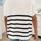 Devine Striped Round Neck Short Sleeve Sweater