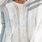 Openwork V-Neck Long Sleeve Knit Top