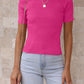 Round Neck Short Sleeve Knit Top
