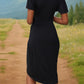 Ruched Surplice Short Sleeve Dress