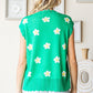 First Love Full Size Flower Pattern Round Neck Sweater Vest
