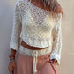 Round Neck Long Sleeve Knit Cover Up