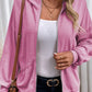Waffle-Knit Pocketed Zip Up Hooded Jacket
