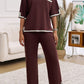 Devine Contrast Trim Half Sleeve Top and Pants Set