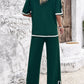 Contrast Trim Round Neck Top and Pants Set