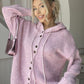 Drawstring Button Down Hooded Cardigan