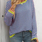 Mandy Striped Round Neck Long Sleeve Sweater