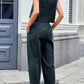 Lovelet Plaid Round Neck Sleeveless Top and Pants Set