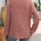 Full Size Decor Button Long Sleeve Ribbed T-Shirt