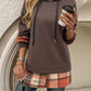 Devine Drawstring Plaid Long Sleeve Hoodie