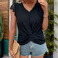 Lace Detail V-Neck Cap Sleeve T-Shirt