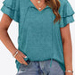 Tie-Neck Layered Flutter Sleeve Blouse