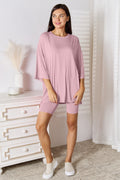 Basic Bae Full Size Soft Rayon Three-Quarter Sleeve Top and Shorts Set *