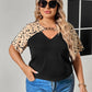Plus Size Chain Detail V-Neck Raglan Sleeve Blouse